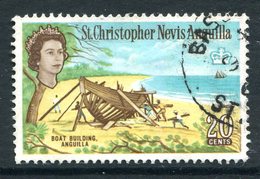 St Kitts, Nevis & Anguilla 1963-69 QEII Pictorials - 20c Boat Building Used (SG 138) - St.Christopher-Nevis & Anguilla (...-1980)