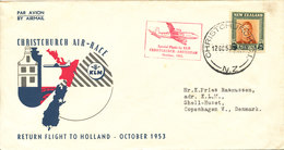 New Zealand Flight Cover Christchurch Air - Race To Amsterdam 12-10-1953 - Cartas & Documentos