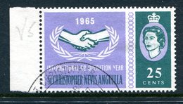 St Kitts, Nevis & Anguilla 1965 International Co-operation Year - ERROR - 25c Value - Broken Y - Used (SG 150 Variety) - San Cristóbal Y Nieves - Anguilla (...-1980)