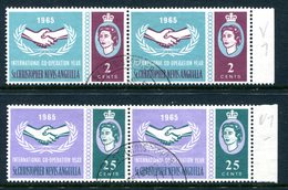 St Kitts, Nevis & Anguilla 1965 International Co-operation Year - ERROR - Broken Leaves Set Used (SG 149-150 Var.) - San Cristóbal Y Nieves - Anguilla (...-1980)