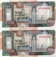 SOMALIA 50 SHILIN SOOMAALI 1991 P-R2a.1  UNC CONSECUTIVE SERIE AF 2066004-5 - Somalia