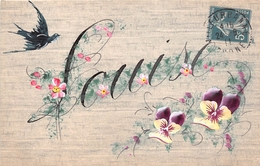 ¤¤  -  Carte Fantaisie  -  Prénom  -  LOUISE  -  Oiseau , Fleurs   -  ¤¤ - Prénoms