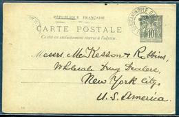 LEVANT - CP 10c. NOIR TYPE SAGE, OBL. CONSTANTINOPLE GALATA LE 28/12/1901 POUR NEW YORK - TB - Cartas & Documentos