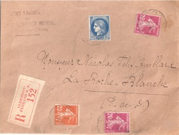 CLERMONT FERRAND Lettre Recommandée Semeuse 20 C Yv 190 25 C Yv 235 Cérés Yv 372 Arrivée Au Verso VEYRE - Brieven En Documenten