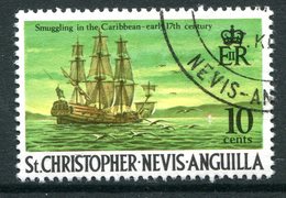 St Kitts, Nevis & Anguilla 1973-74 Pirates - New Wmk. - 10c Smuggler's Ship Used (SG 274) - St.Cristopher-Nevis & Anguilla (...-1980)