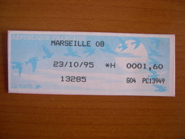 Vignette Distributeur  1.60 Marseille (13) - 1990 Type « Oiseaux De Jubert »