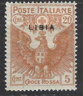 Italia - Libia - 1915 - Nuovo/new MH - Croce Rossa - Sass N. 15 - Libia