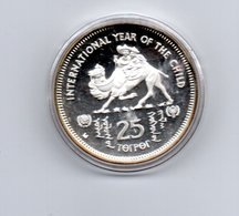 MONGOLIE 25 TUGRIK 1980 ZILVER PROOF YEAR OF THE CHILD CAMEL KAMEEL DAMAGE ONLY ON CAPSEL - Mongolia