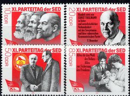 Karl Marx/Engels 1986 DDR 3009/2 ** 2€ Zu Bl.83 Parteitag Lenin Thälmann Pieck Bau-Arbeiter Bloc Set Of GDR Germany - Karl Marx