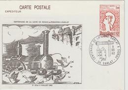 France Entier Repiqué Thème Ferroviaire Sarlat 1982 - Overprinter Postcards (before 1995)