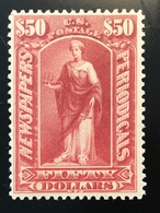 US 1895-97 Newspaper And Periodical Stamps Scott PR124 WITH WMK 50 Dollar MNH ** VF (USA Timbres Pour Journaux - Dagbladzegels