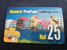 CURACAO NAF 25  DUTCH HOUSES IN CURACAO GENERAL PREPAID CALLINGCARD  THICK CARD    EZ TALK     ** 970** - Antillas (Nerlandesas)
