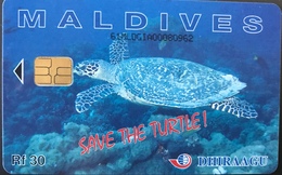 MALDIVES  -  Phonecard  -  DHIRAAGU  -  Save The Turtle  -  Rf 30 - Maldive