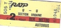 Ticket De Métro  RATP - Europe