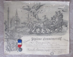 RARE : Diplôme Commémoratif AVEC Médaille D'honneur Commerce/Industrie Cie Du Midi Roaillan, A. Trinquecoste 1912 - Diplomi E Pagelle