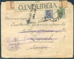 1917 Greece Censor Cover Volos - Zurich Switzerland Redirected Goldiwil Thun - Storia Postale