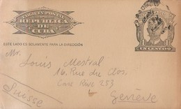 031202 1 CENTAVO POSTAL CARD CAMAGUAY>GENEVA, SWIZ. - Lettres & Documents