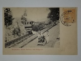O) 1903 FUNCHAL - NEAR ISLANDS, KING CARLOS - 5r - MADEIRA MONTE RAILWAYS  AND SLEDGE CAR - STEAM TRAIN, OLD POSTAL CARD - Funchal