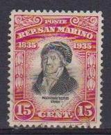 SAN MARINO 1935  CENTENARIO DELLA MORTE DI MELCHIORRE DELFICO  SASS. 196  USATO VF - Oblitérés