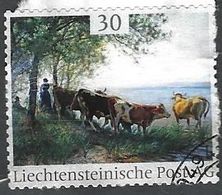 Liechtenstein: "Kuhherde Mit Hirtin Am Wasser" (Rudolf Koller??) Mit Eck-o SCHAAN (Die Marke.Li) SELTEN / RARE - Variétés