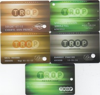 Lot De 5 Cartes : TROP Avantage : Tropicana Laughlin / Montbleu Lake Tahoe / Belle Of Baton Rouge / Casino Greenville - Casino Cards