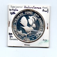 WESTERN SAMOA 10 TALA 1986 ZILVER PROOF 25th ANN. WWF FANTAIL BIRD - Samoa