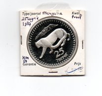 MONGOLIE 25 TUGRIK 1978 ZILVER PROOF SNEEUW LUIPAARD SNOW LEOPARD - Mongolie