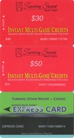 Lot De 3 Cartes : Turning Stone Casino Resort : Instant Multi-Game Credits - Casinokaarten