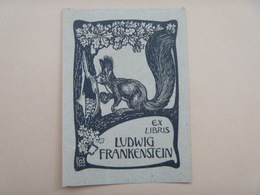 Ex-libris Illustré Début XXème - LUDWIG FRANKENSTEIN - Gravure Sur Bois à L'écureuil - Ex-libris