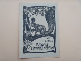 Ex-libris Illustré Début XXème - LUDWIG FRANKENSTEIN - Gravure Sur Bois à L'écureuil - Ex-Libris