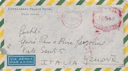 BRASILE- BUSTA VIAGGIATA BY AIR MAIL -   RIO DE JANEIRO - HOTEL COPACABANA PALACE- VIAGGIATA PER GENOVA - ITALY - Automatenmarken (Frama)