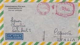 BRASILE- BUSTA VIAGGIATA BY AIR MAIL -   RIO DE JANEIRO - APARTAMENTOS - COPACABANA PALACE- VIAGGIATA PER GENOVA - ITALY - Franking Labels