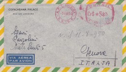 BRASILE- BUSTA VIAGGIATA BY AIR MAIL -  RIO DE JANEIRO - APARTAMENTOS - COPACABANA PALACE- VIAGGIATA PER GENOVA - ITALY - Franking Labels