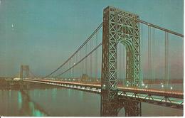 New York City (N.Y., USA) The "George Washington Bridge" And Hudson River At Night - Ponts & Tunnels