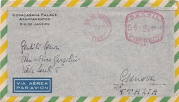 BRASILE- BUSTA VIAGGIATA BY AIR MAIL -  RIO DE JANEIRO - APARTAMENTOS - COPACABANA PALACE- VIAGGIATA PER GENOVA - ITALY - Automatenmarken (Frama)