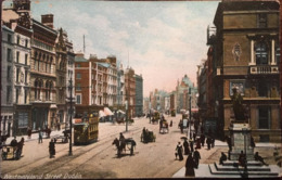 Cpa, Westmoreland Street, Dublin, Animée, Postcard With Animated Scene (streetcar, Caries, Storefronts), Unused, IRLANDE - Dublin