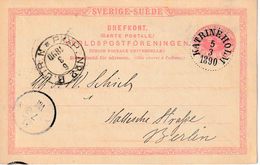 ZWEDEN BAHNPOST / AMBULANT  :  ENTIER  / GS "KATRINEHOLM 5.3.1890" Naar Berlin + "PKXP . N° 2 B UTR. N / 6.3.1890" - Otros & Sin Clasificación