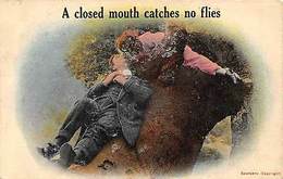 "A Closed Mouth Catches No Flies" Lovers, Couple, Tree Kiss, Bamforth - Gruss Aus.../ Gruesse Aus...