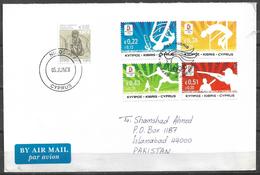 USED AIR MAIL COVER CYPRUS TO PAKISTAN SPORTS - Autres