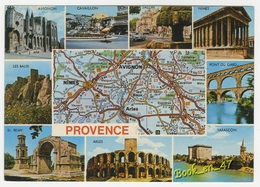 {38935} Provence , Carte Et Multivues ; Avignon , Les Baux , Arles , Tarascon , Cavaillon , Salon , Nîmes , Pont Du Gard - Cartes Géographiques
