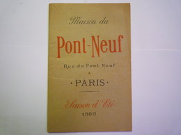2020 - 4872  Très Joli CATALOGUE  "MAISON Du PONT-NEUF Paris"   1889  (40 Pages)   XXX - Reclame