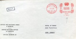 52834 Switzerland, Red Meter Freistempel,ema,geneve 1969 Nations Unies United Nations - Frankeermachinen