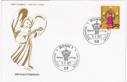 Germany Deutschland 1971 FDC Weihnachtsmarken, Weihnachten Weihnachts Christmas, Angel Music Musik, Bonn - 1971-1980