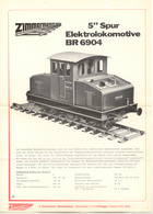 Catalogue ZIMMERMANN 1980s 5'' Spur Elektrolokomotiven BR 6904 - Duits