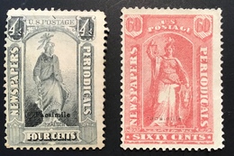 US 1875 Newspaper & Periodical Stamps 2 FORGERIES 19th C.(USA FAUX FALSCH FORGERY Timbres Pour Journaux - Dagbladzegels