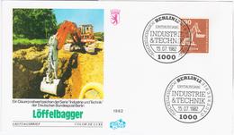 Germany Deutschland 1982 FDC Loffelbagger Bucket Excavator Tractor Tractors, Industrie Und Technik, Berlin - 1981-1990