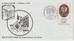 France Bicentenaire Création Département De L'Eure 1990 - Commemorative Postmarks