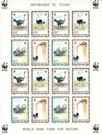 Chad, 1996, WWF, Ostriches, Ostrich, Sheetlet Of 4x Sets, MNH** - Autruches