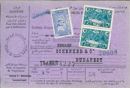 Paketkarte Konstantinopel Nach Budapest Rosinen 5 Kg Schenker Für Transit - Briefe U. Dokumente