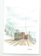 Suisse Vaud Chemin De Fer Blonay Chamby  Region Vevey Montreux Dessin Tramway Electrique Cpm Carte Double - Montreux